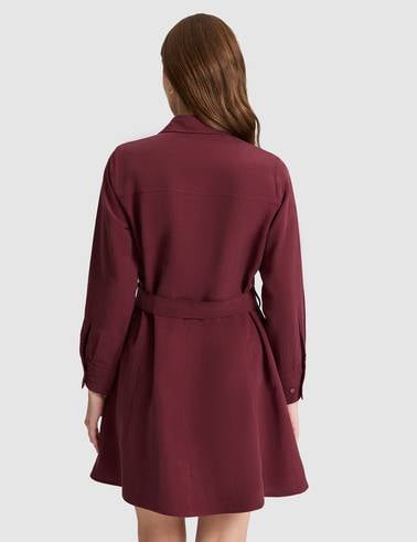 Bordo Comfort Fit Dokuma Elbise