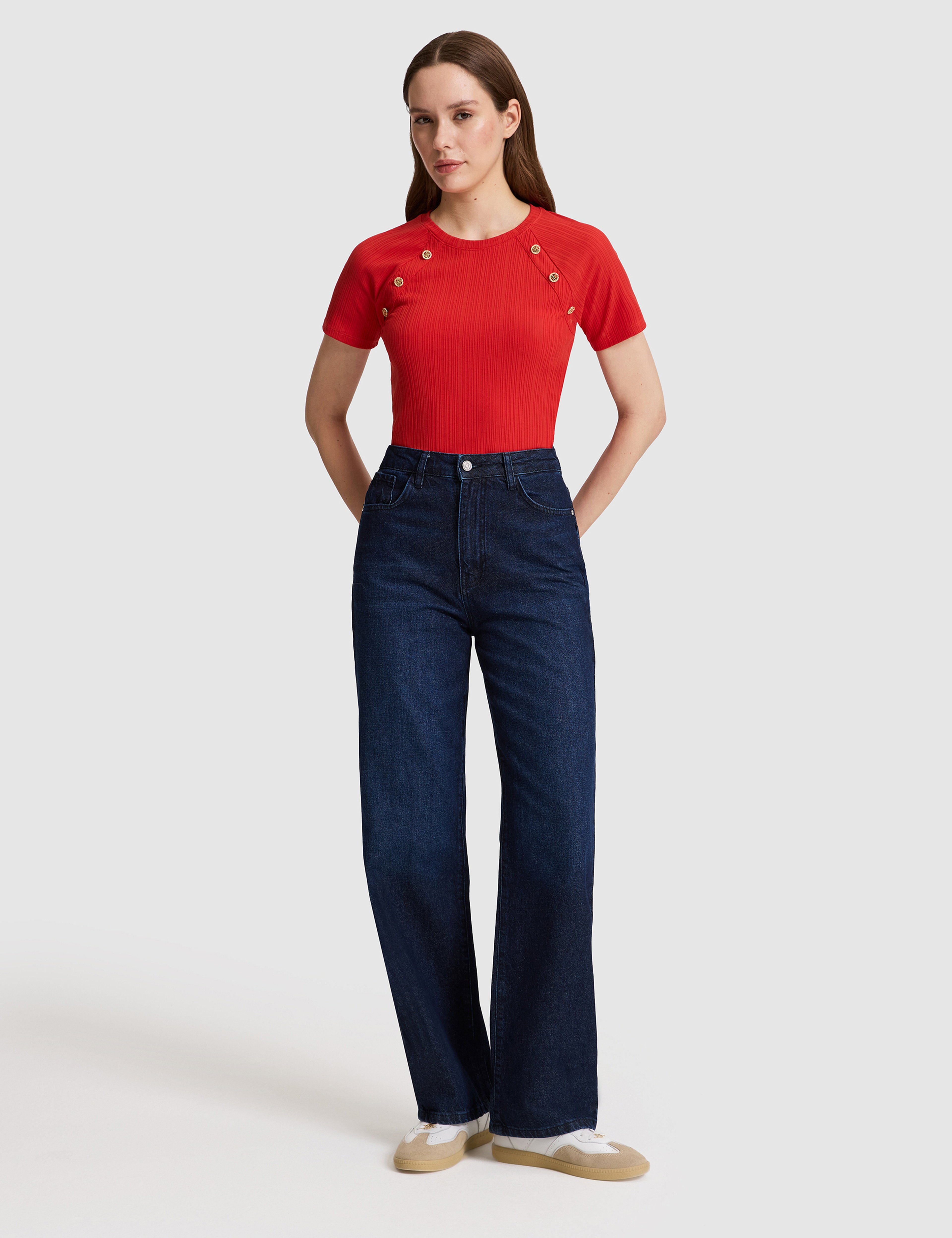 Kırmızı Extra Slim Fit Tişört - Image 4