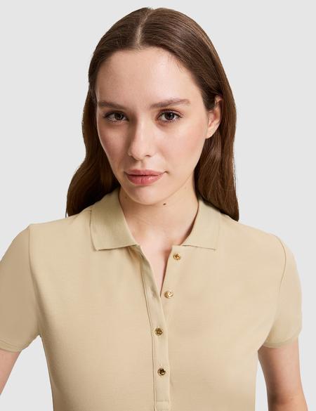 Bej Slim Fit Basic Tişört - 50325456111