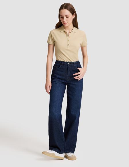 Bej Slim Fit Basic Tişört - 50325456111
