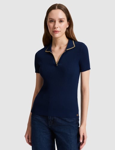 Lacivert Comfort Fit Polo Yaka Triko Tişört