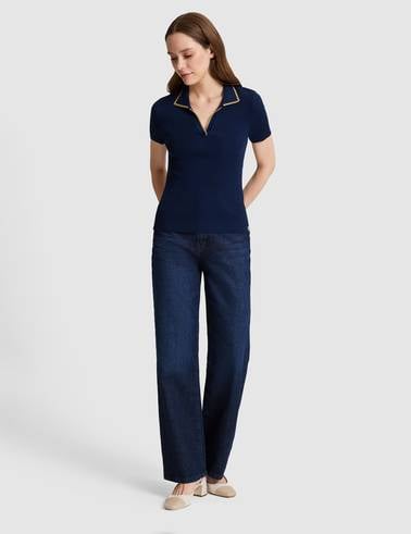 Lacivert Comfort Fit Polo Yaka Triko Tişört