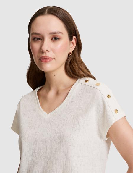Ekru Comfort Fit Tişört - 50323604033