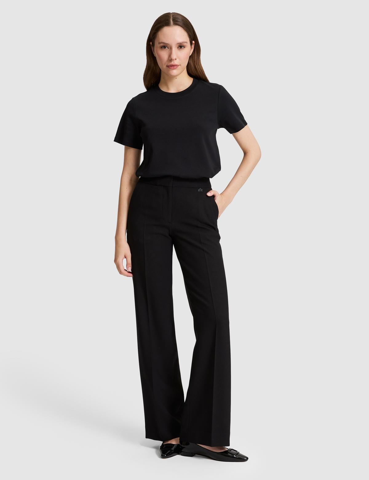 Siyah Regular Fit Bisiklet Yaka Basic Tişört - 50323570008