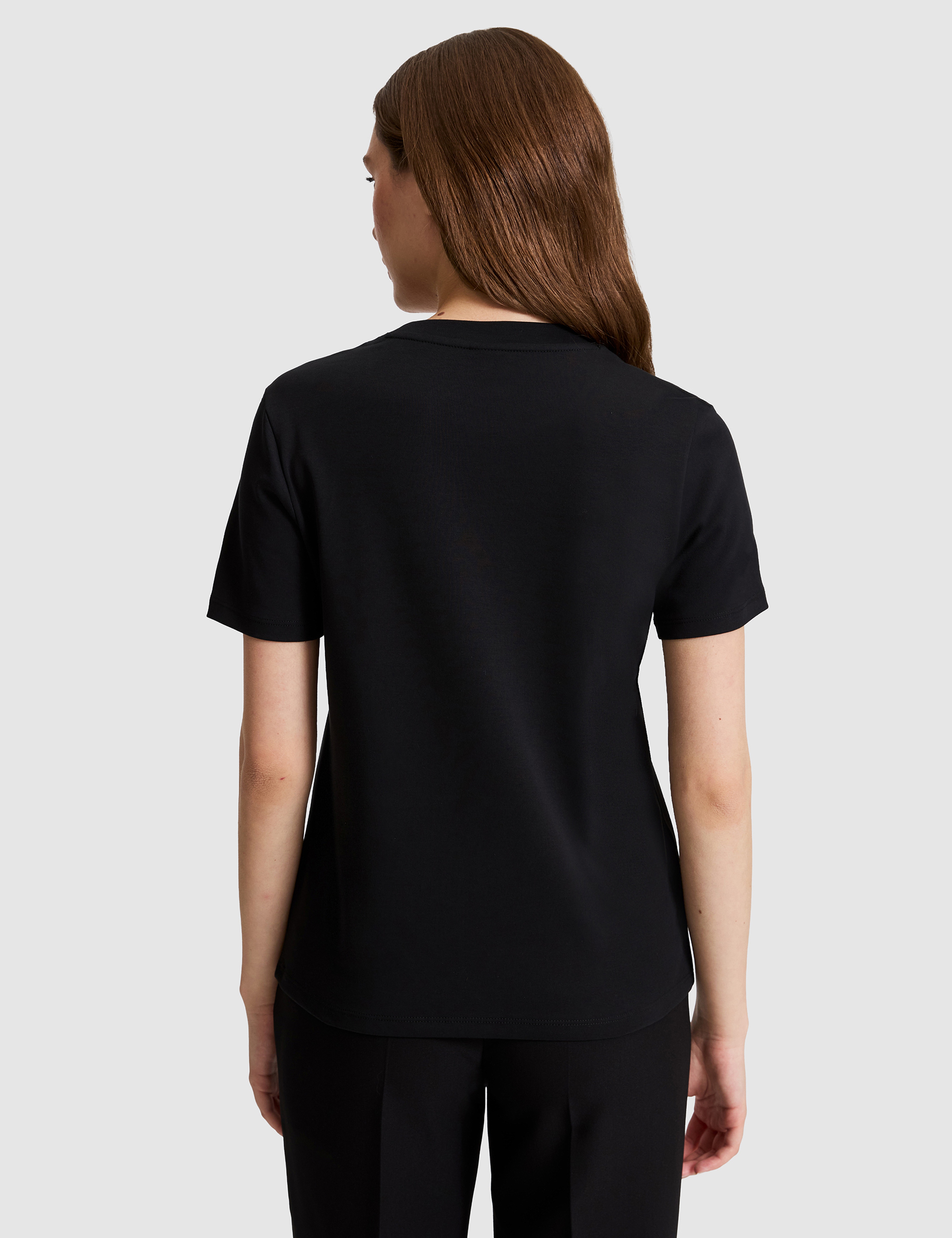 Siyah Regular Fit Bisiklet Yaka Basic Tişört - Image 5