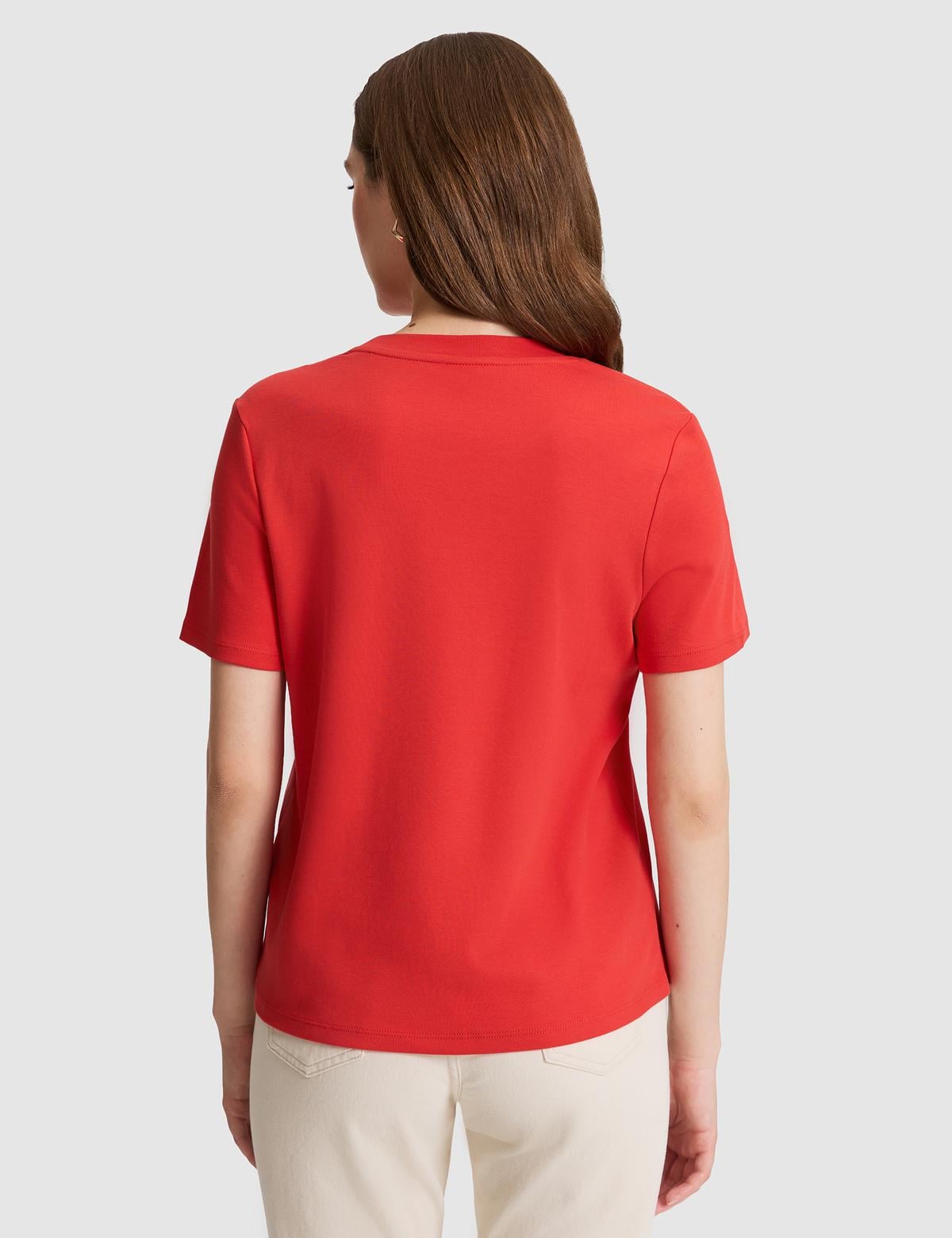 Kırmızı Regular Fit Bisiklet Yaka Basic Tişört - 50323570036