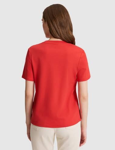 Kırmızı Regular Fit Bisiklet Yaka Basic Tişört