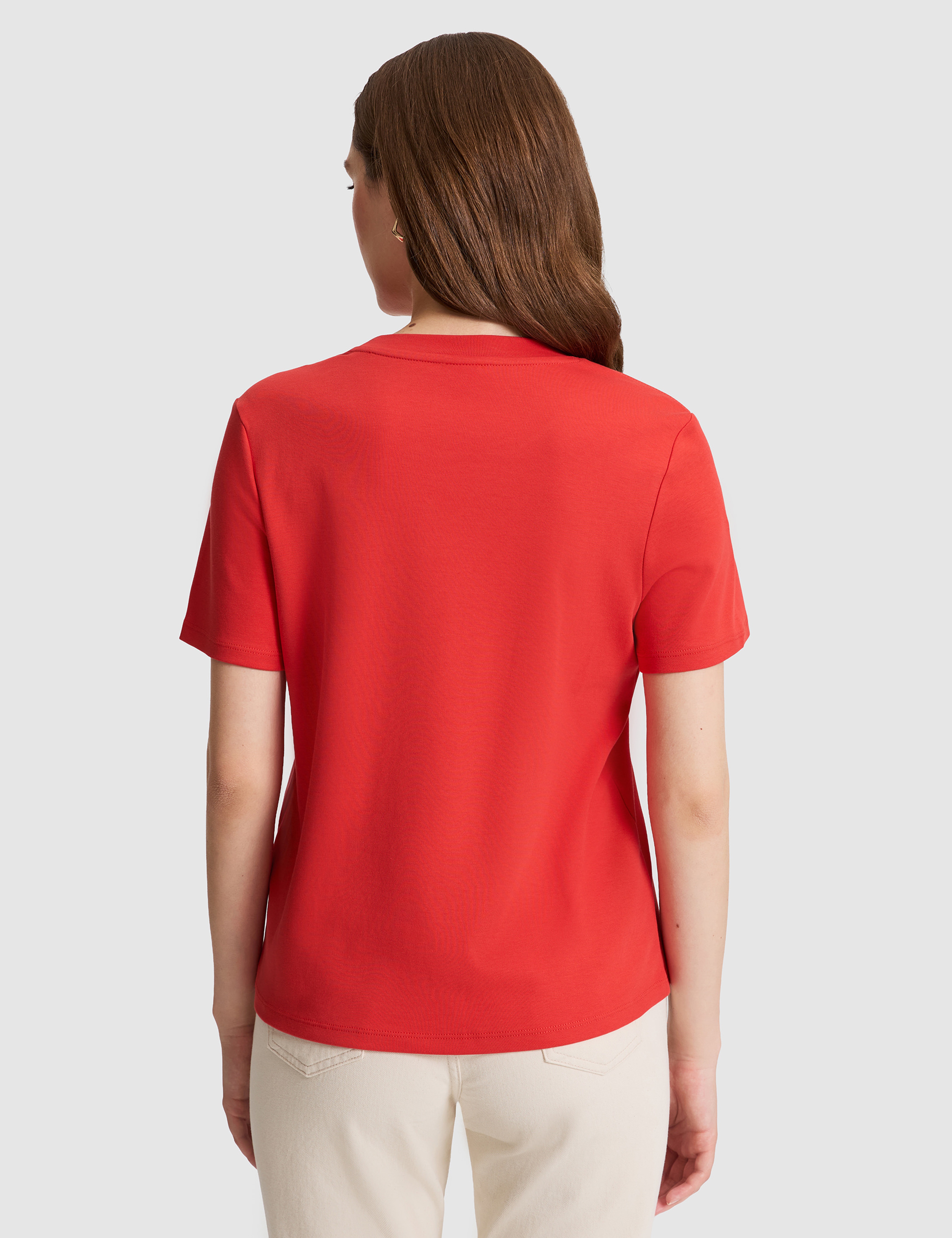 Kırmızı Regular Fit Bisiklet Yaka Basic Tişört - Image 5