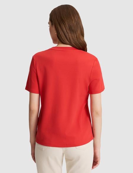 Kırmızı Regular Fit Bisiklet Yaka Basic Tişört - 50323570036