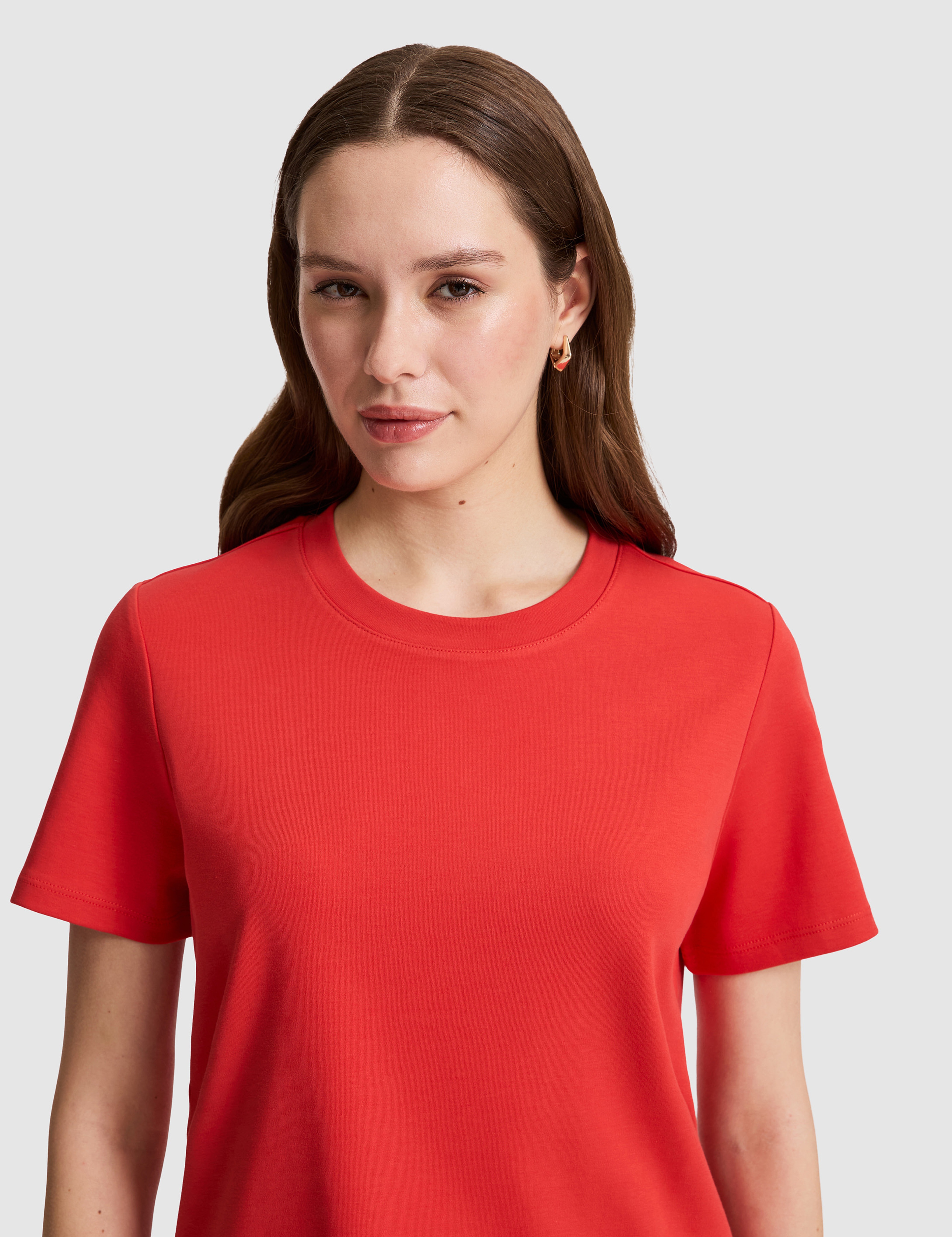 Kırmızı Regular Fit Bisiklet Yaka Basic Tişört - Image 2