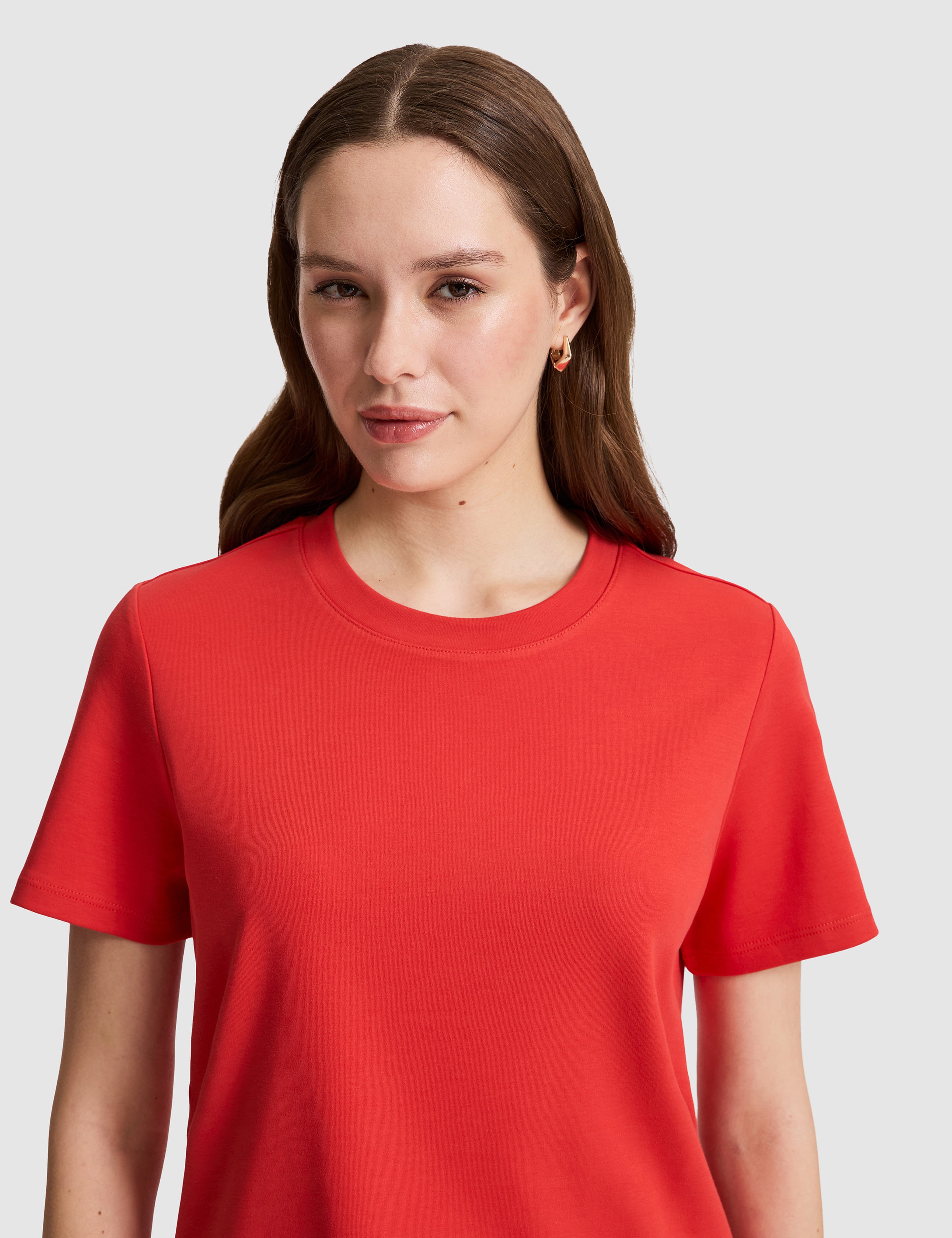 Kırmızı Regular Fit Bisiklet Yaka Basic Tişört