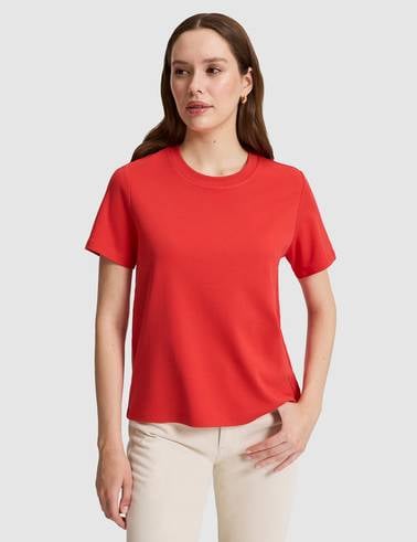 Kırmızı Regular Fit Bisiklet Yaka Basic Tişört
