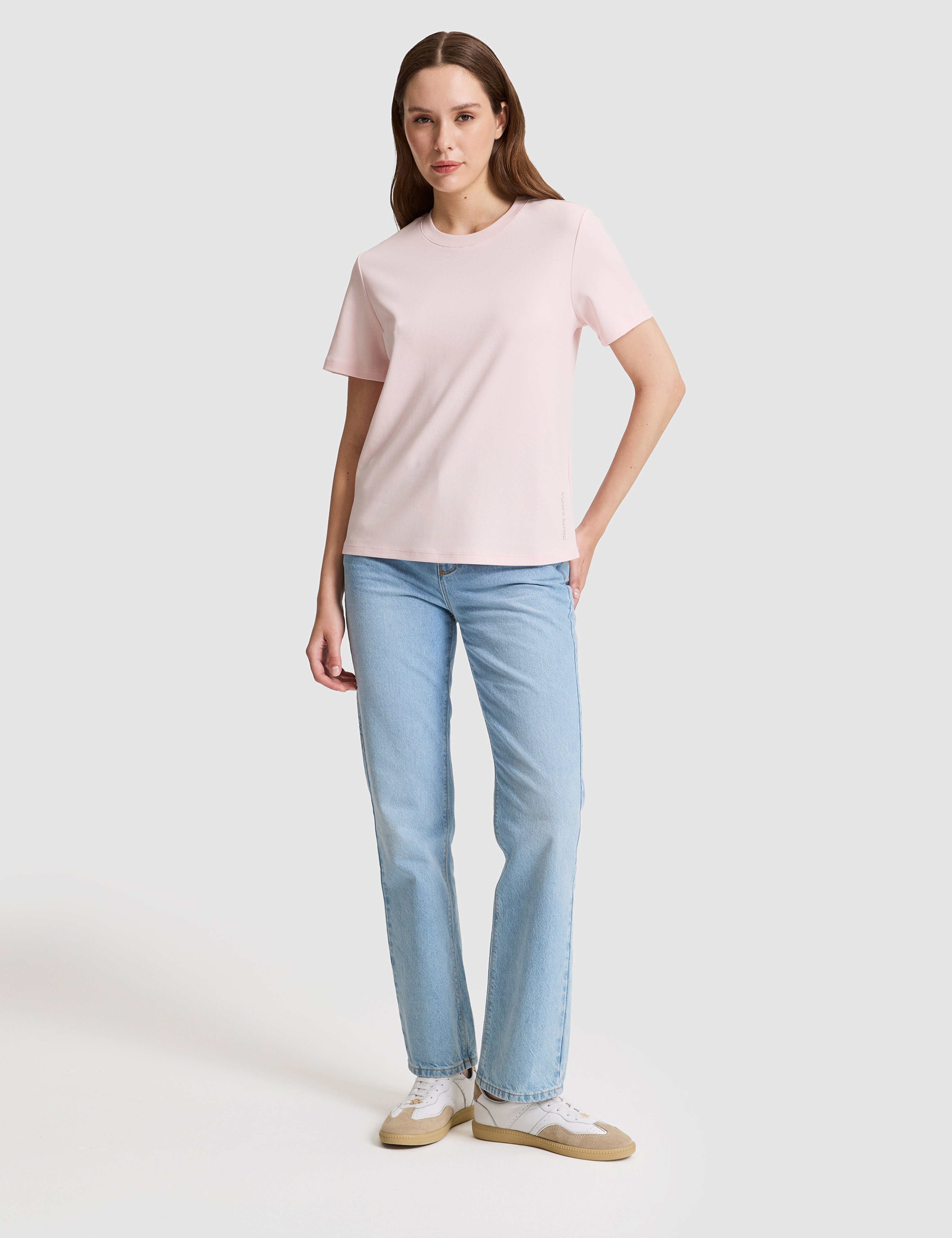 Açık Pembe Regular Fit Bisiklet Yaka Basic Tişört