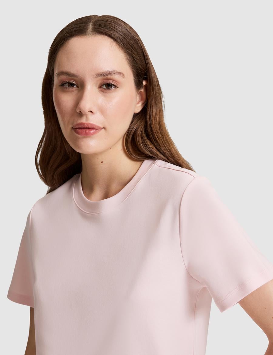 Açık Pembe Regular Fit Bisiklet Yaka Basic Tişört