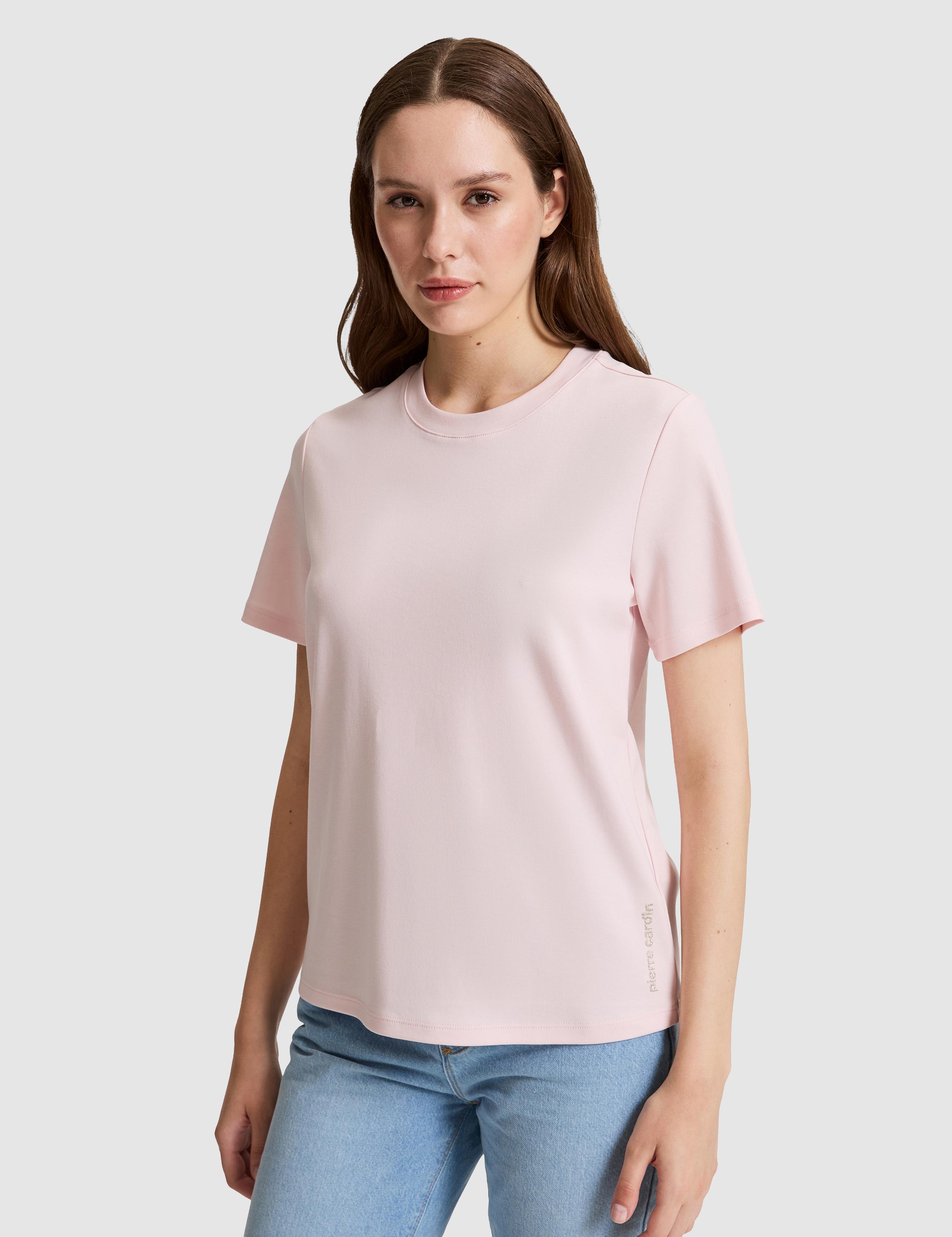 Açık Pembe Regular Fit Bisiklet Yaka Basic Tişört