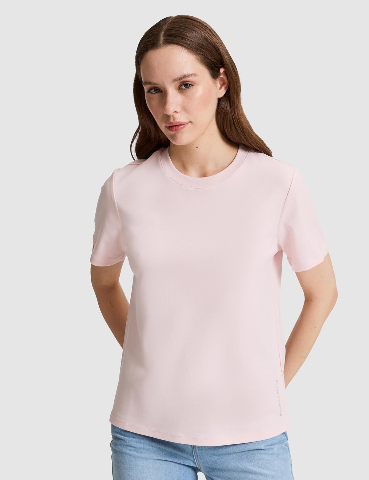 Açık Pembe Regular Fit Bisiklet Yaka Basic Tişört