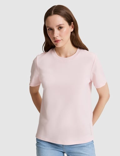 Açık Pembe Regular Fit Bisiklet Yaka Basic Tişört