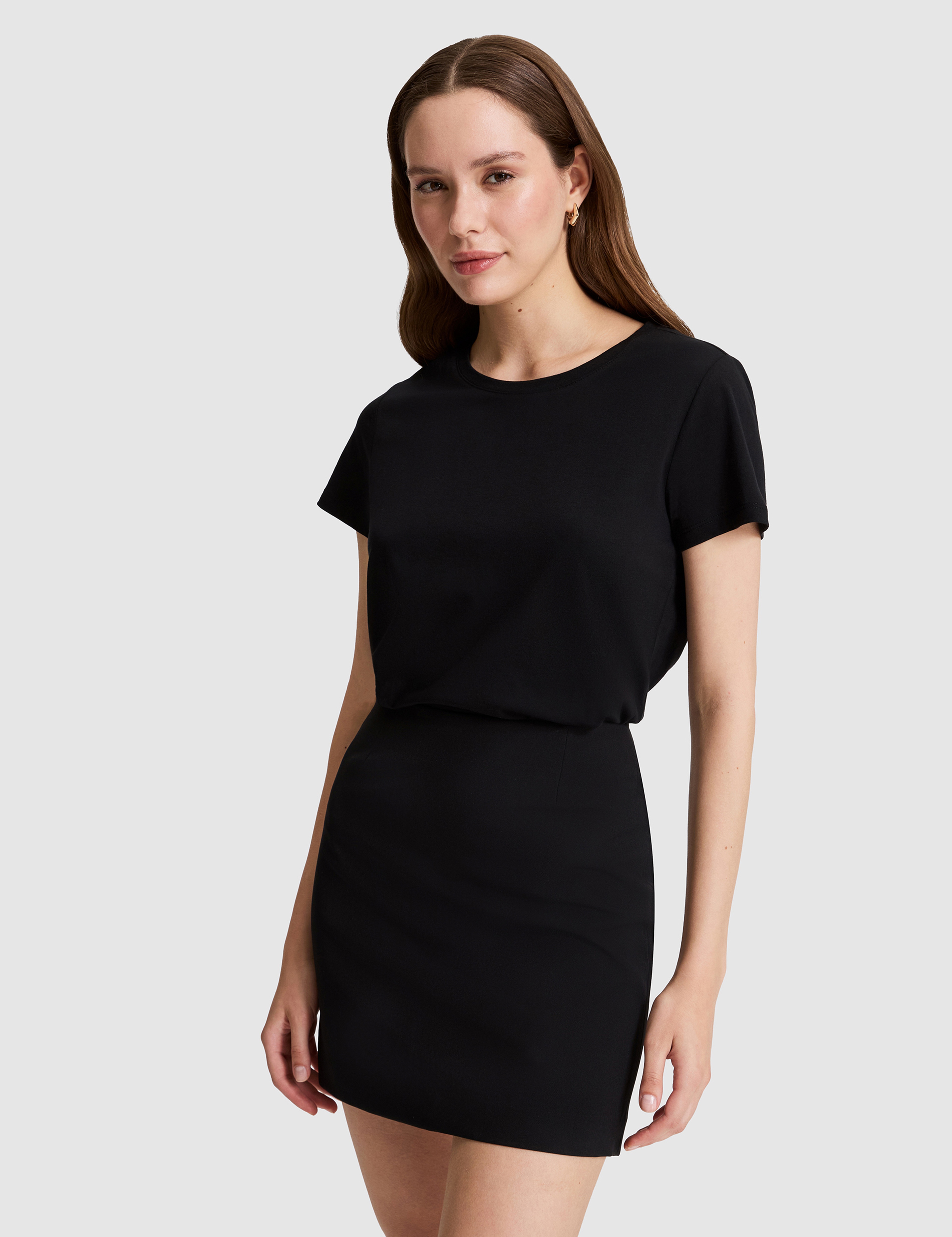 Siyah Regular Fit Basic Tişört - Image 3