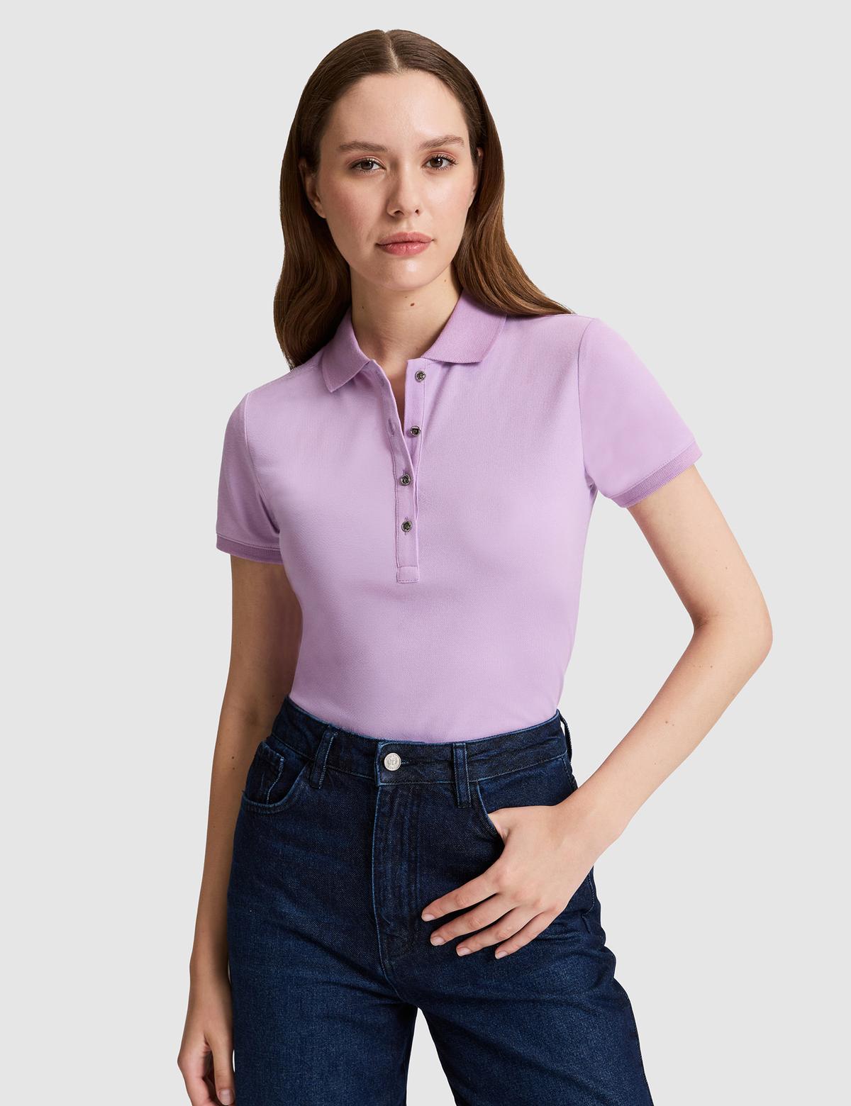 Lila Slim Fit Basic Tişört - 50325456048