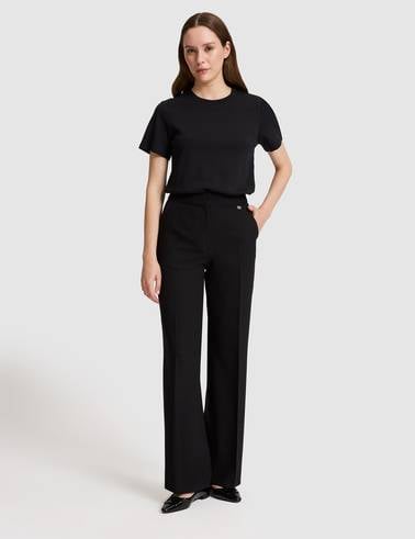 Siyah Flare Fit Kumaş Pantolon