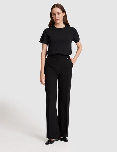 Siyah Flare Fit Kumaş Pantolon - 50323329015