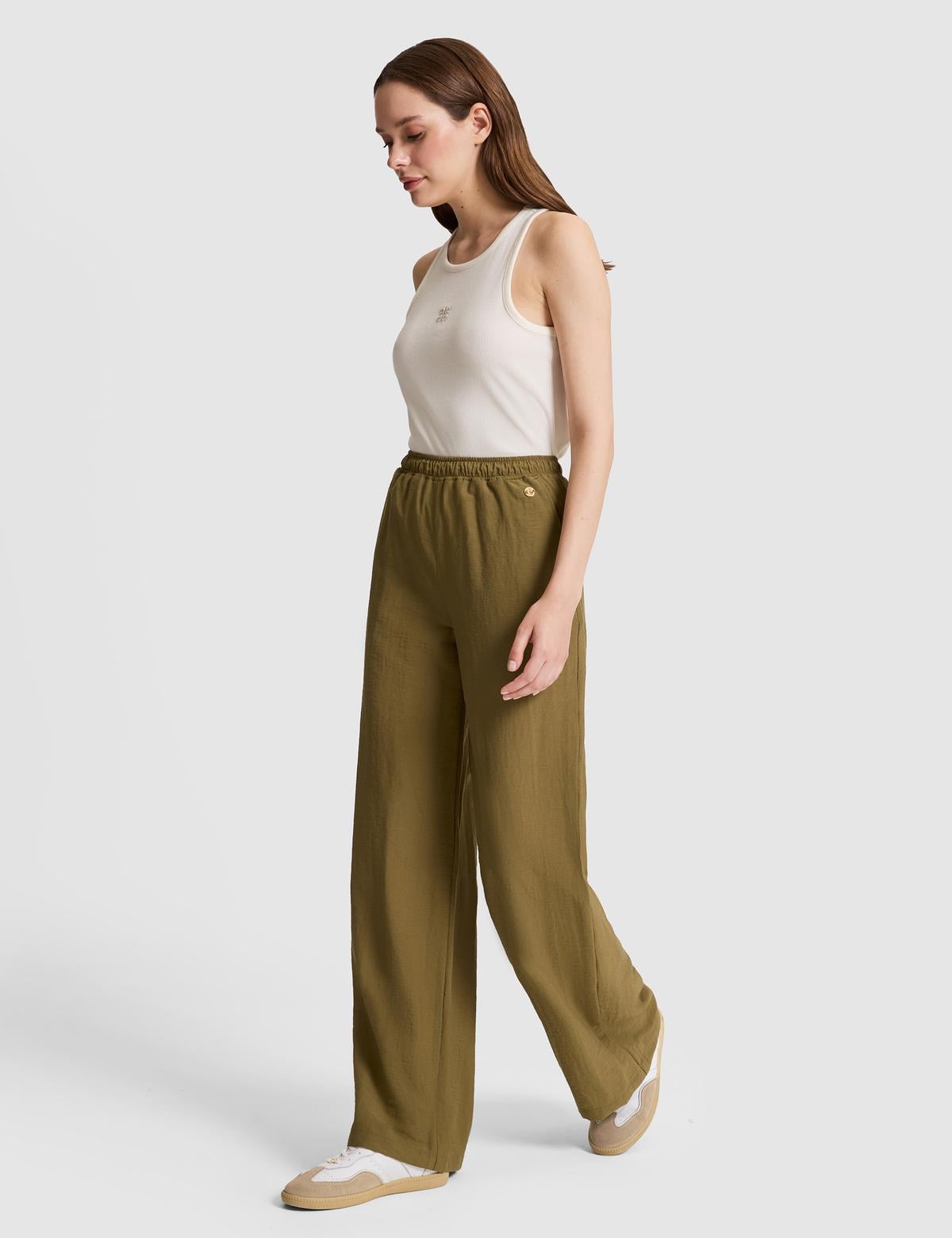 Haki Loose Fit Kanvas Pantolon - 50321265014