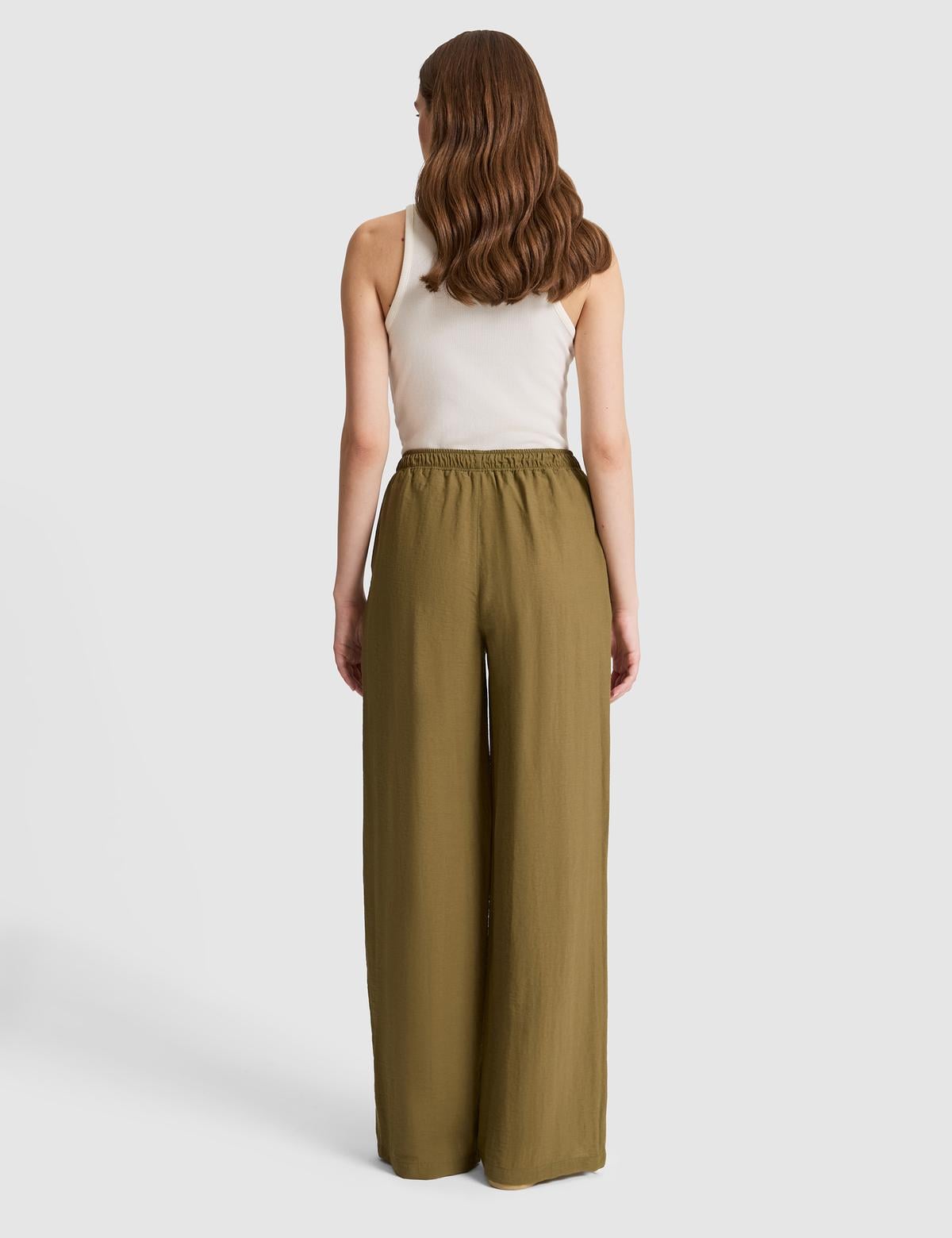 Haki Loose Fit Kanvas Pantolon - 50321265014