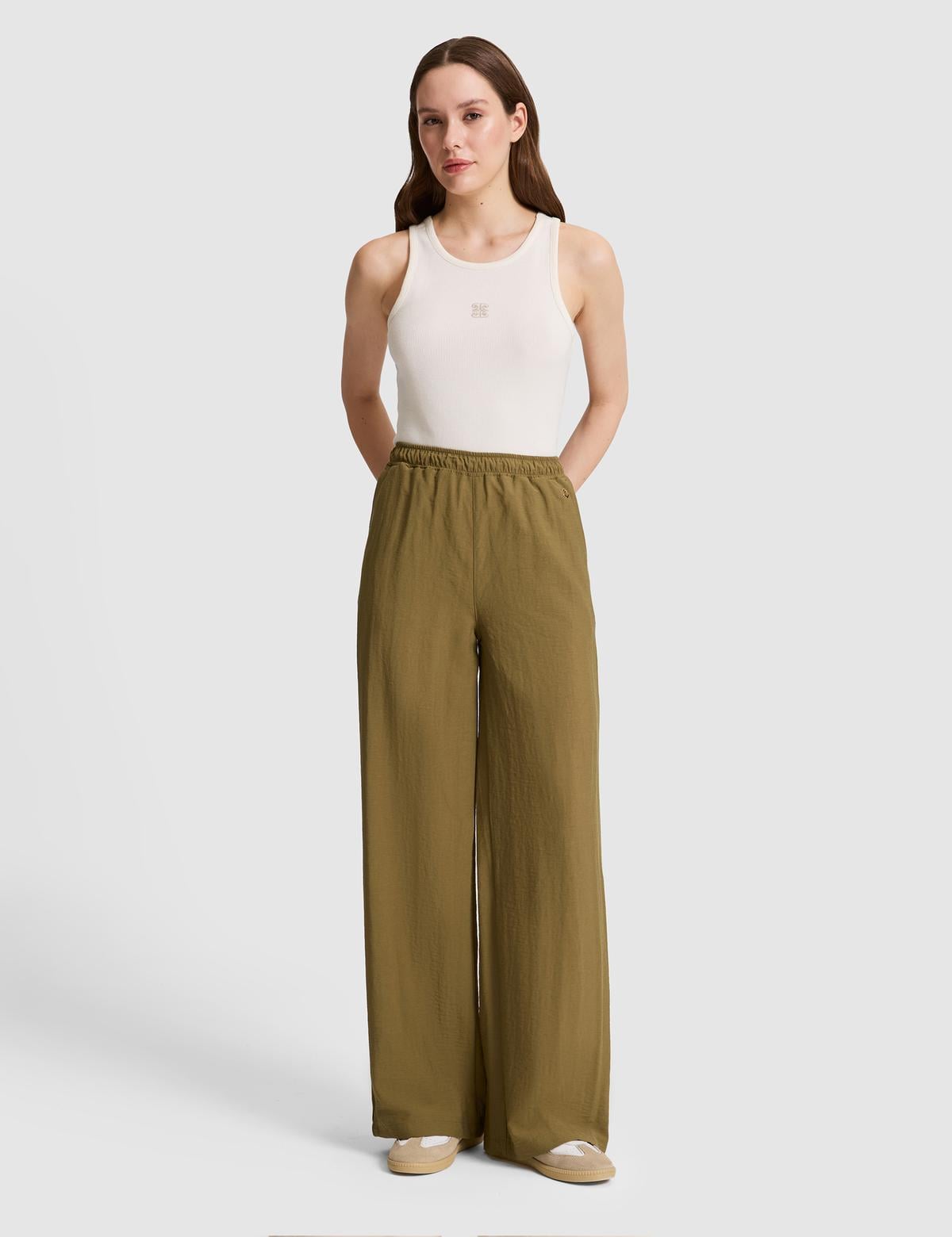 Haki Loose Fit Kanvas Pantolon