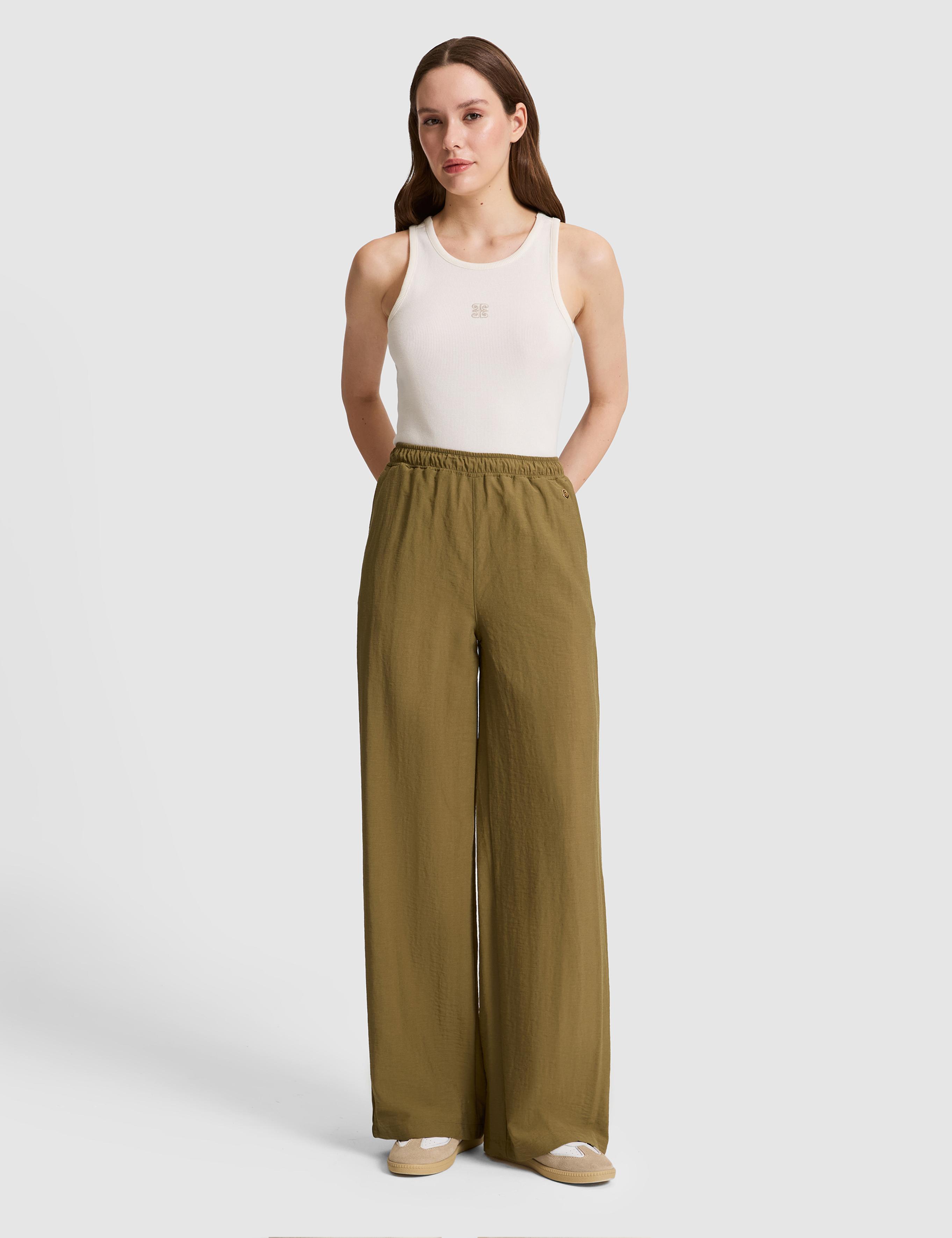 Haki Loose Fit Kanvas Pantolon