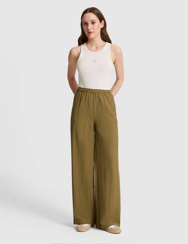 Haki Loose Fit Kanvas Pantolon