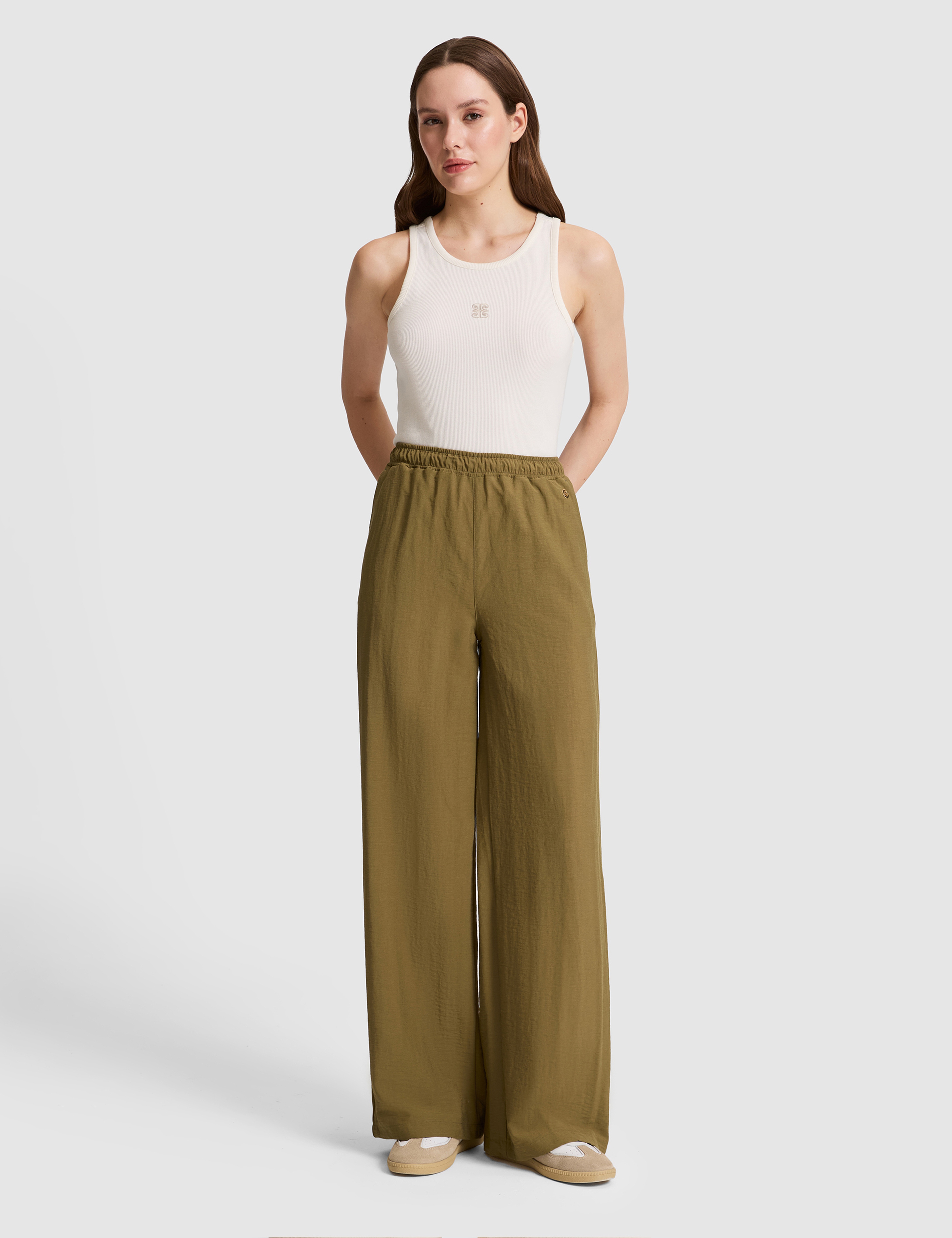 Haki Loose Fit Kanvas Pantolon