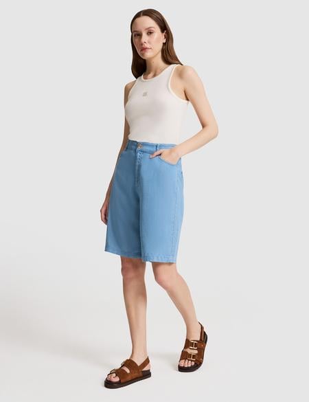 Açık Mavi Jean Bermuda Şort - 50324122002