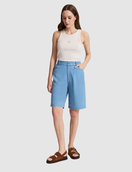 Açık Mavi Jean Bermuda Şort - 50324122002