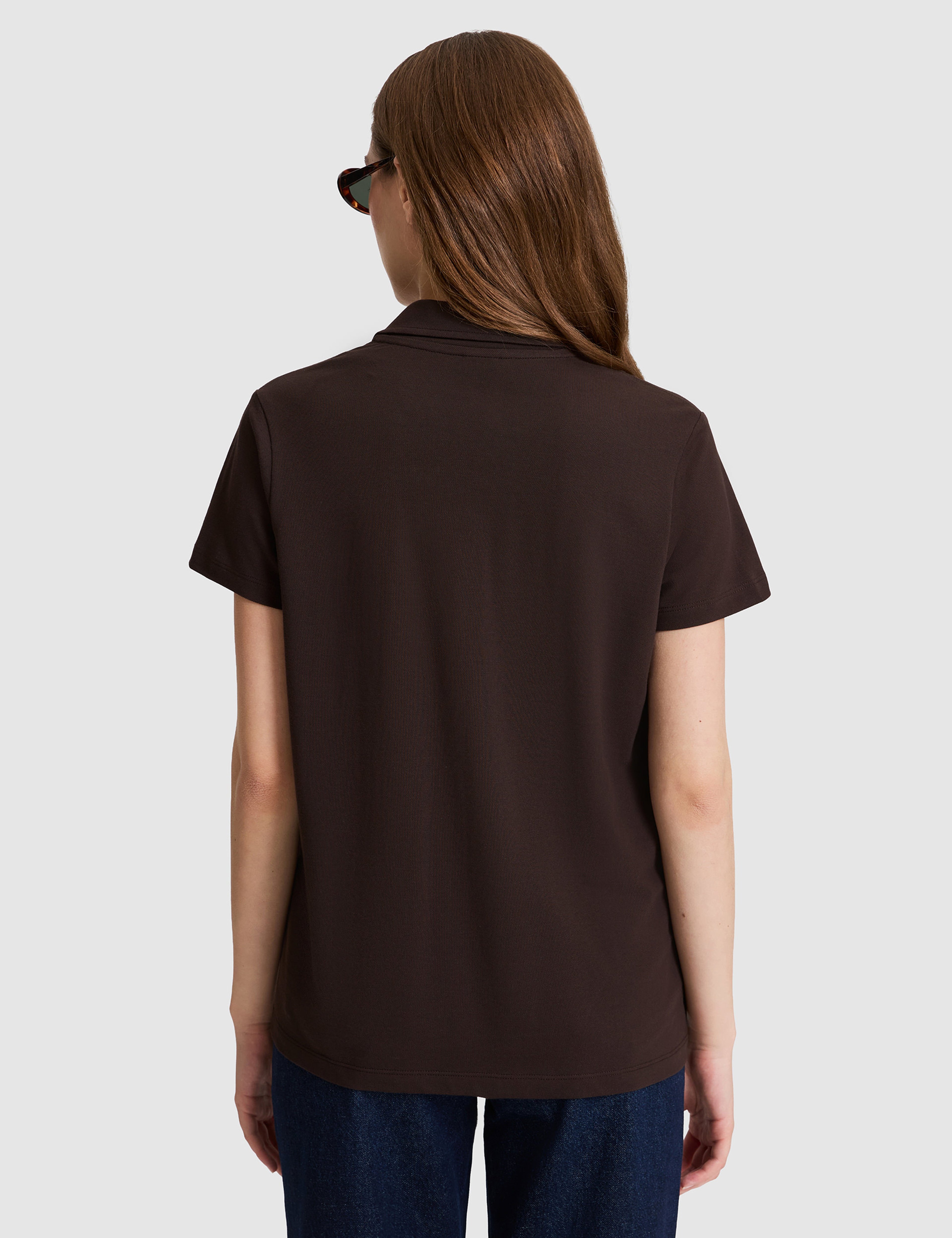 Kahverengi A Kesim Comfort Polo Yaka Basic Tişört