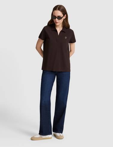 Kahverengi A Kesim Comfort Polo Yaka Basic Tişört