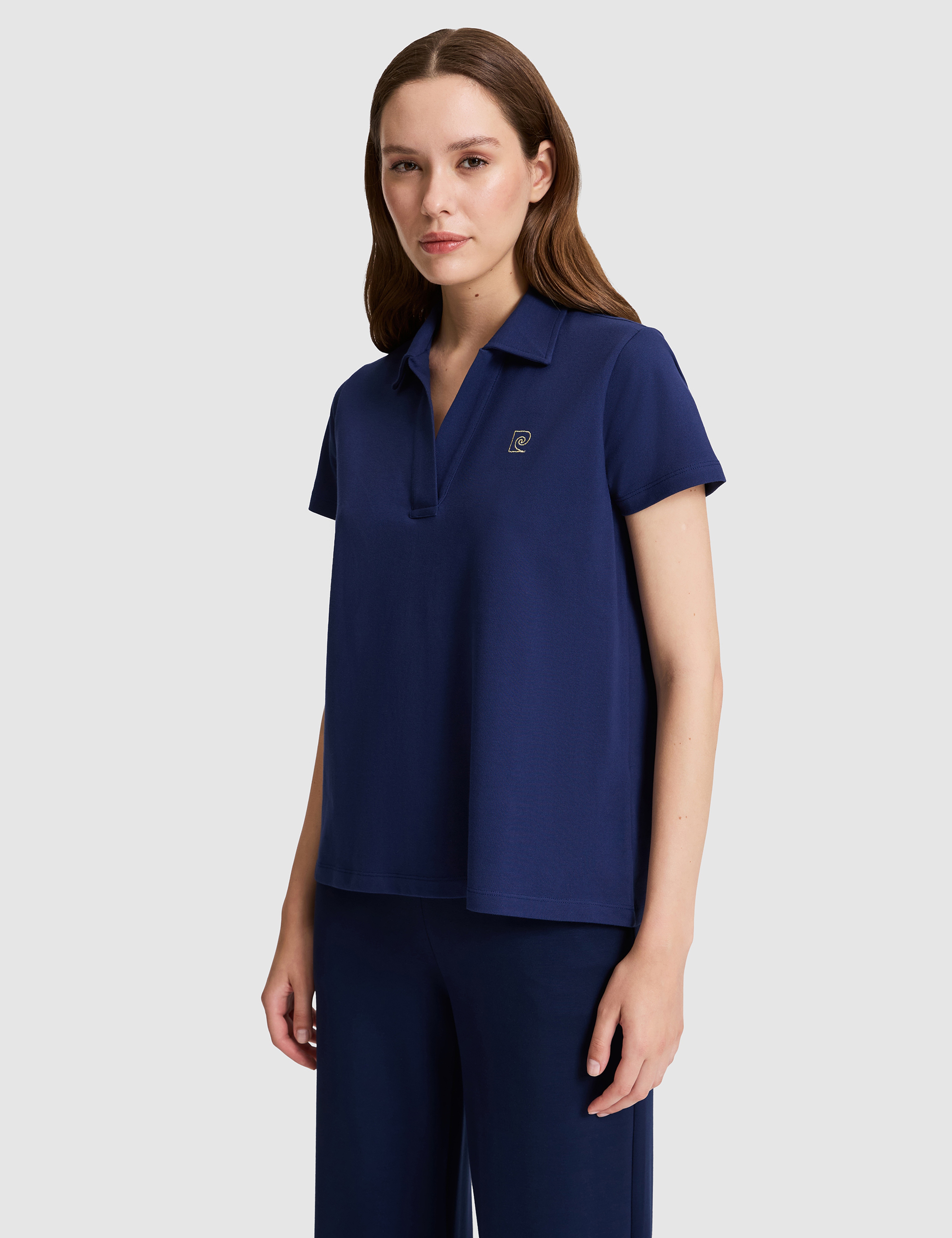 Lacivert A Kesim Comfort Polo Yaka Basic Tişört - Image 3