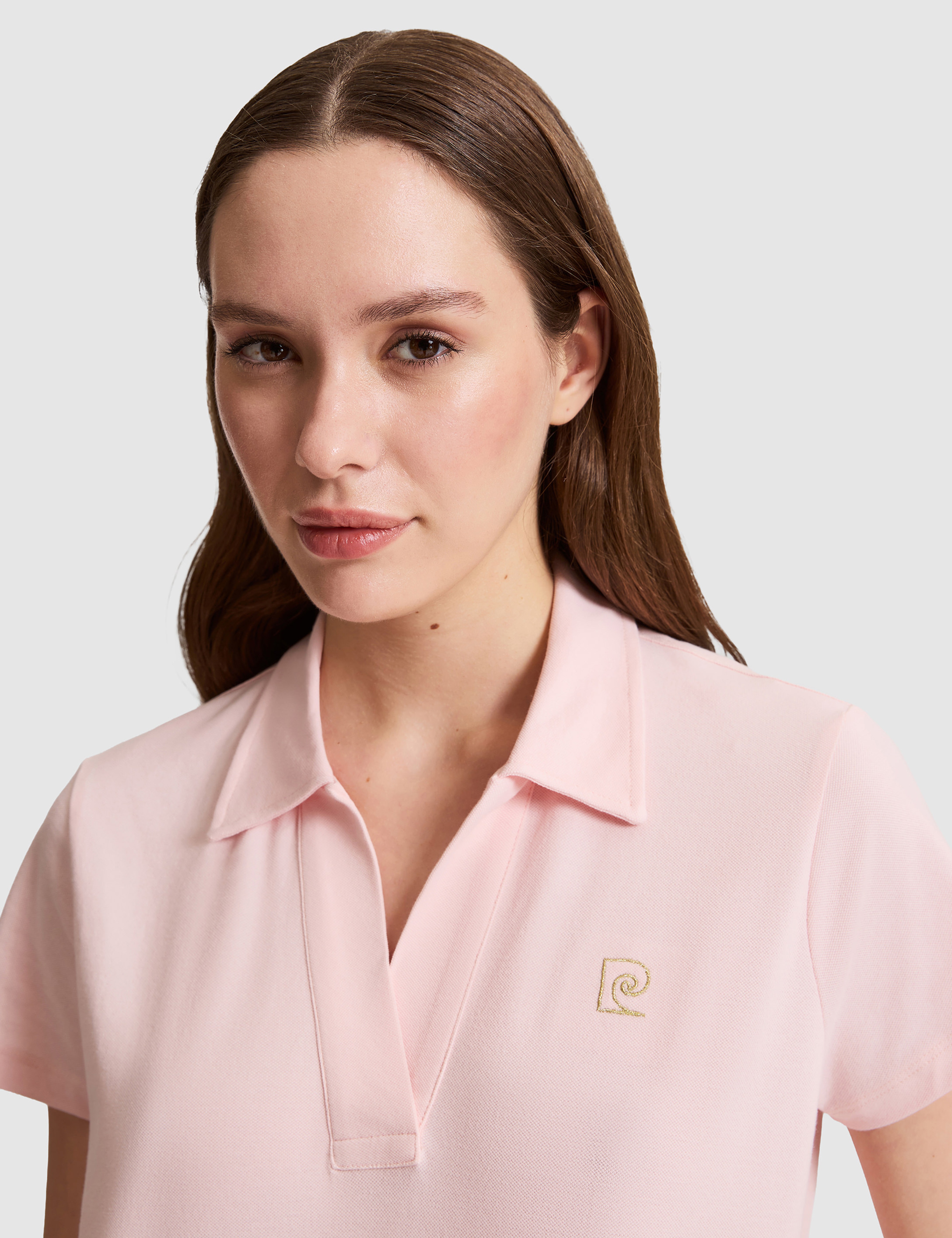 Açık Pembe A Kesim Comfort Polo Yaka Basic Tişört - Image 2
