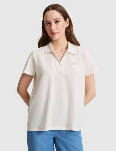 Ekru A Kesim Comfort Polo Yaka Basic Tişört