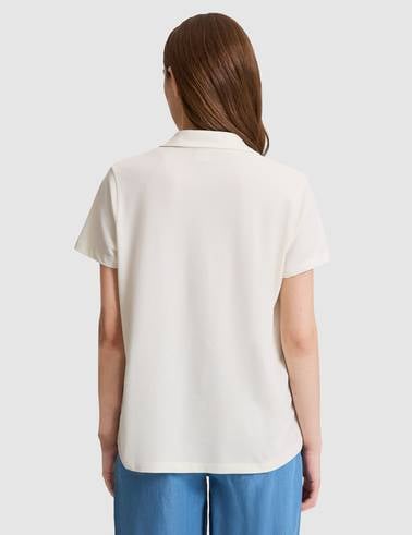 Ekru A Kesim Comfort Polo Yaka Basic Tişört