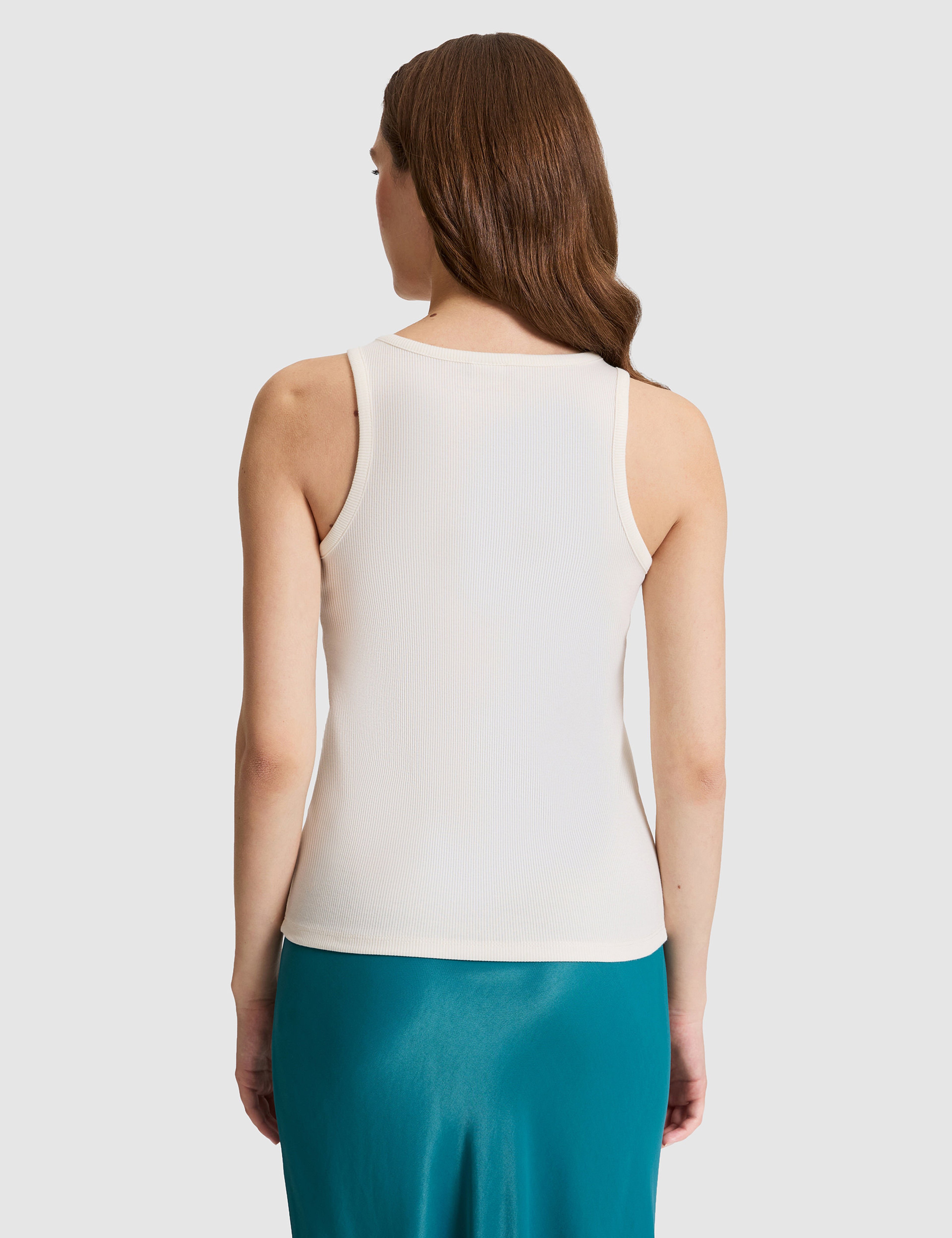 Ekru Slim Fit Örme Bluz