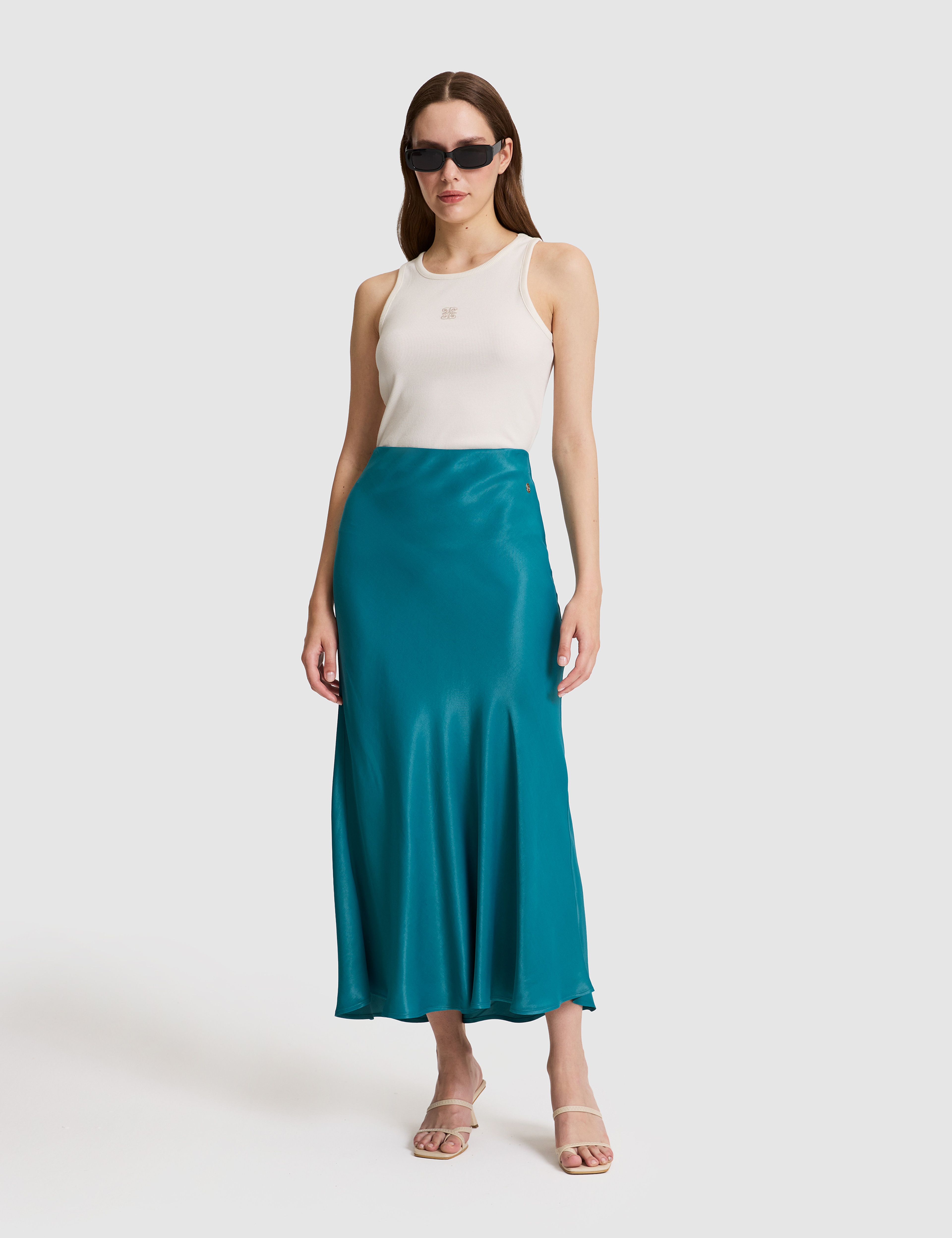 Ekru Slim Fit Örme Bluz