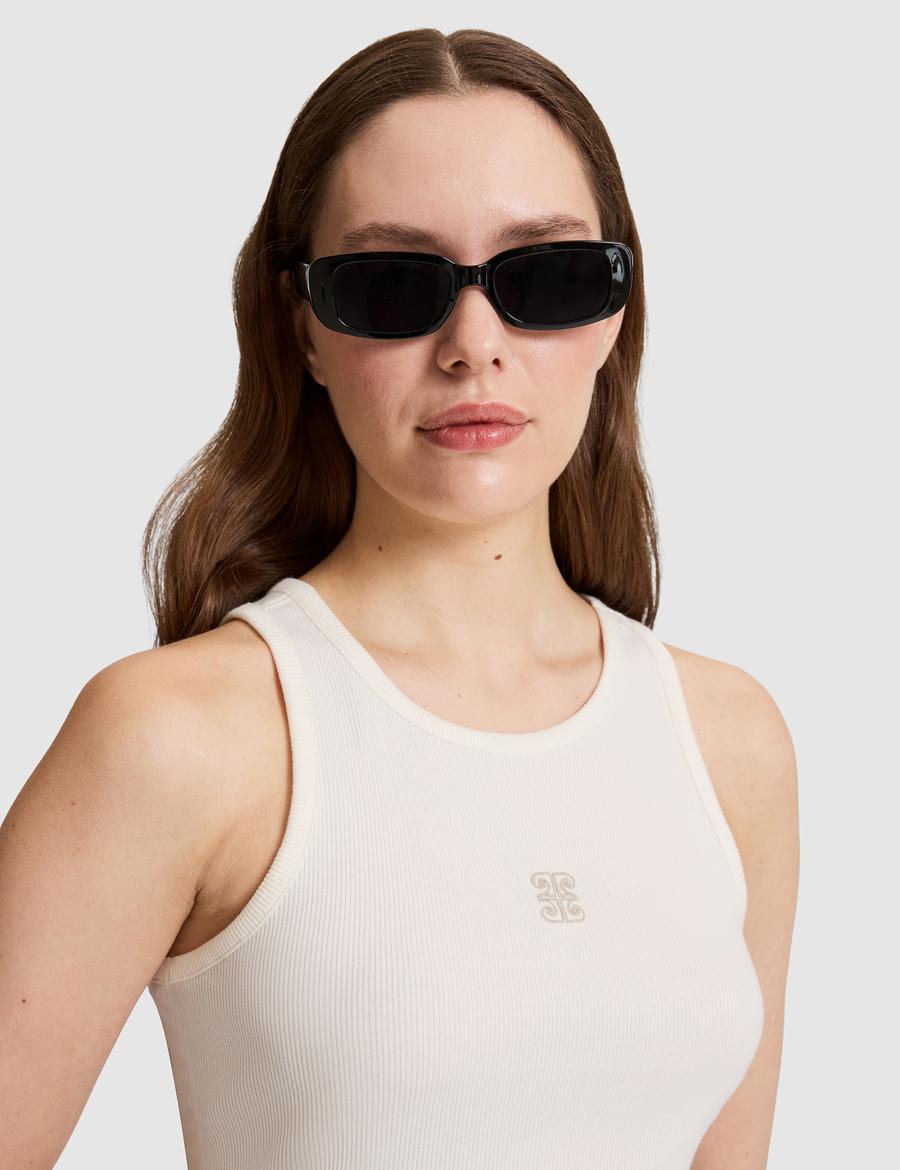 Ekru Slim Fit Örme Bluz