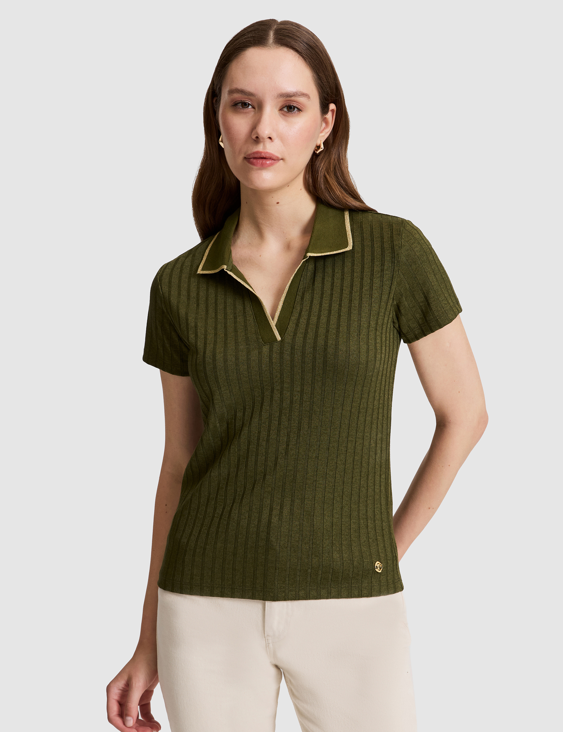 Haki Slim Fit Basic Tişört