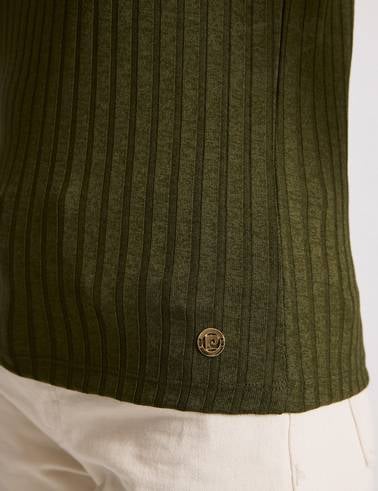 Haki Slim Fit Polo Yaka Basic Tişört