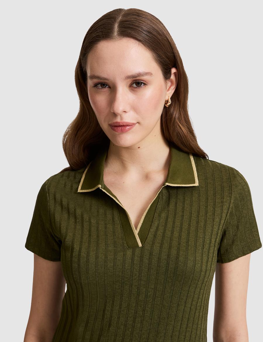 Haki Slim Fit Basic Tişört