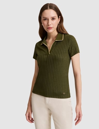 Haki Slim Fit Polo Yaka Basic Tişört
