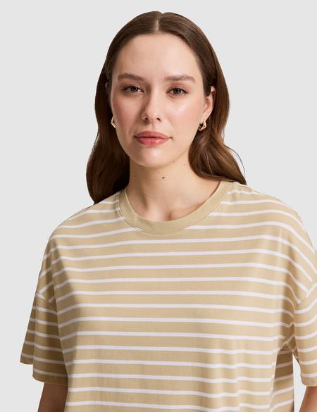 Bej Oversize Tişört - 50325463015