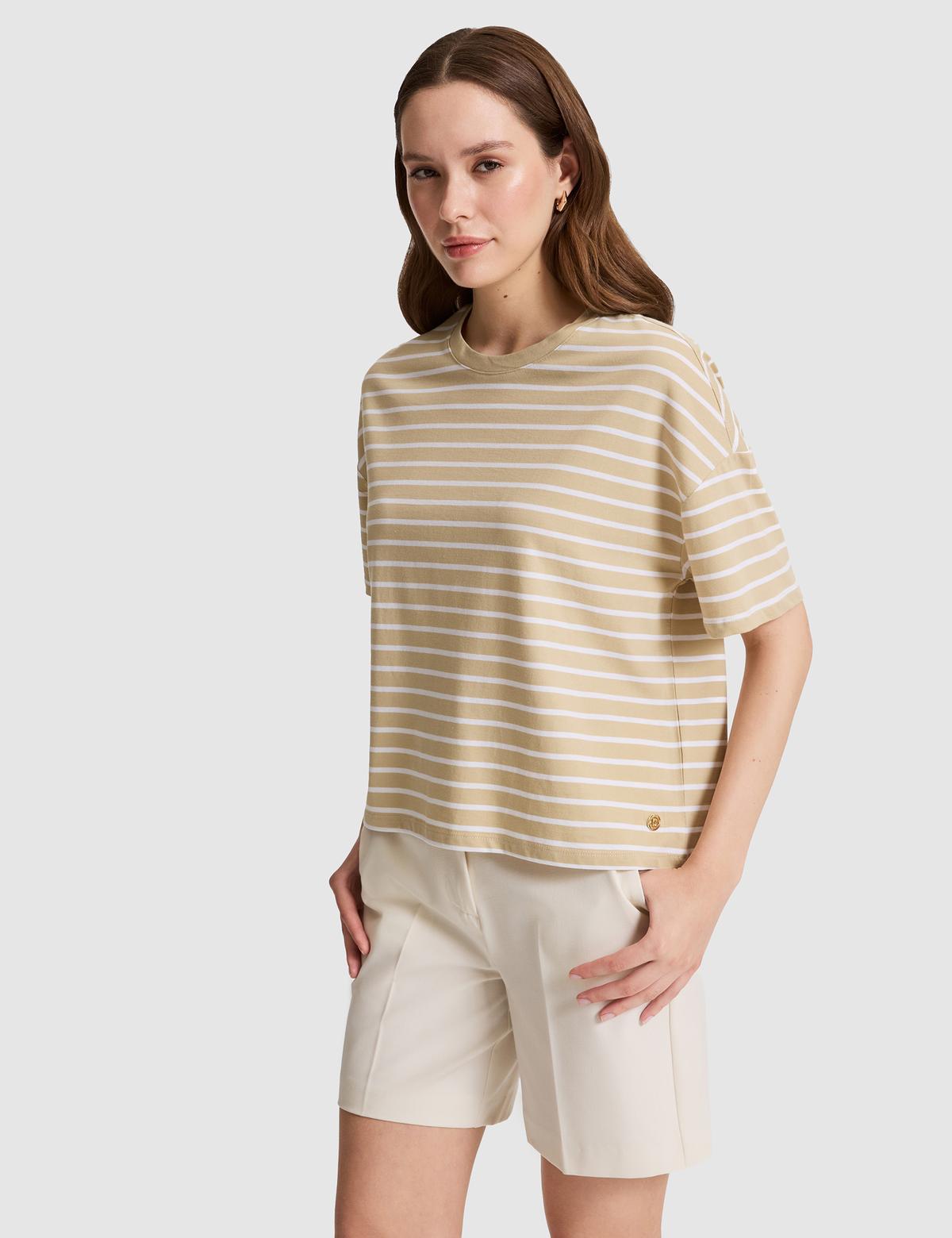 Bej Oversize Tişört - 50325463015