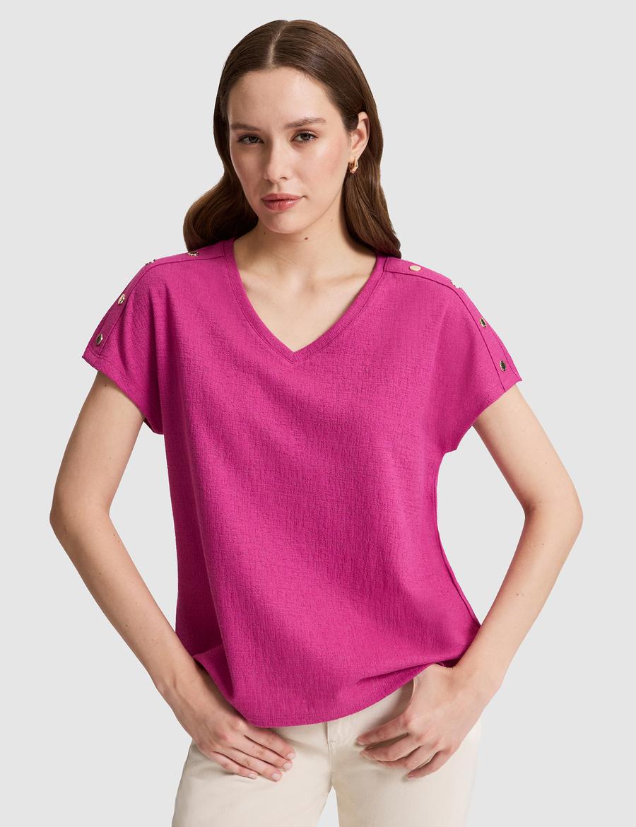 Fuşya Comfort Fit Tişört