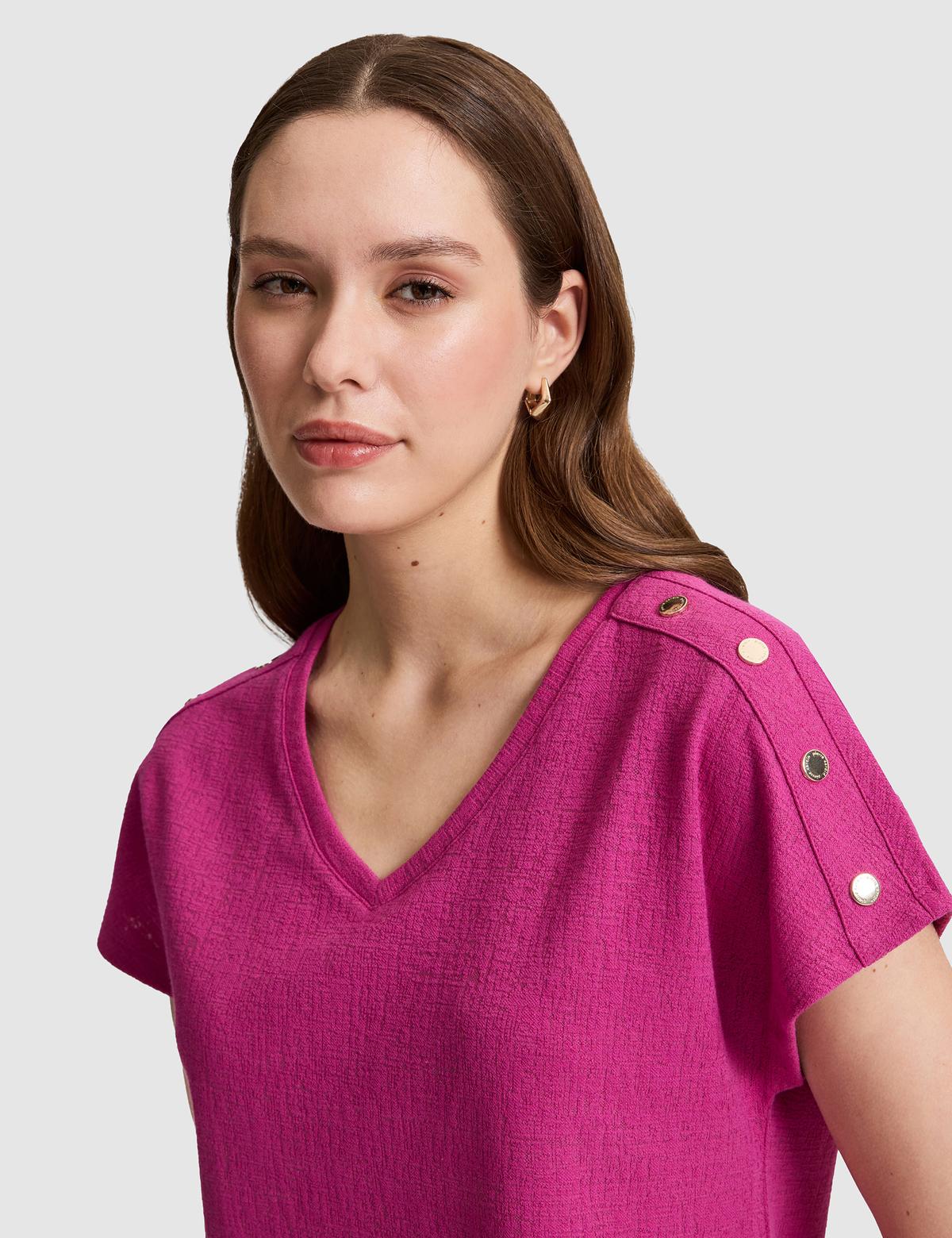 Fuşya Comfort Fit Tişört - 50323604017